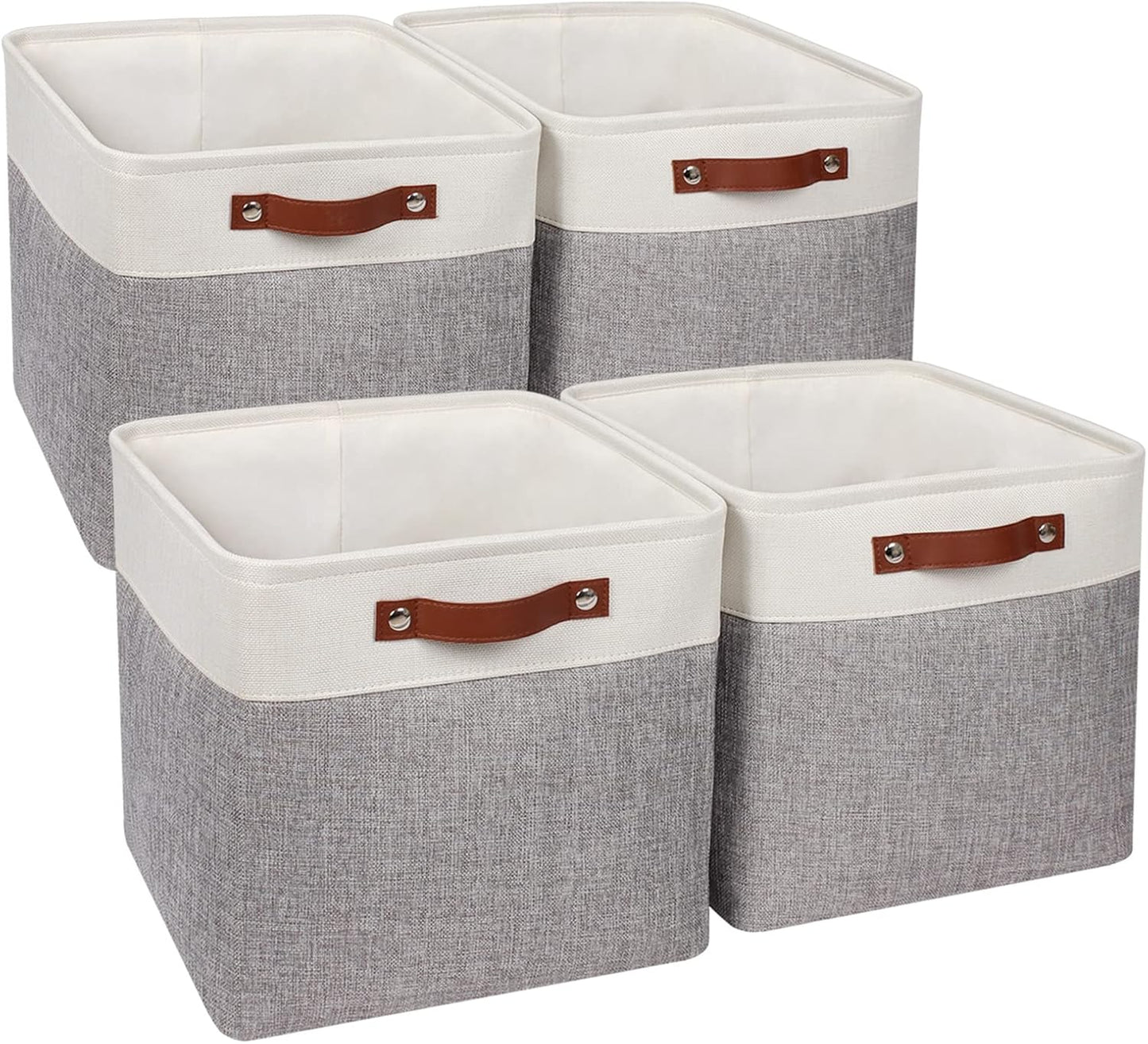 Cestas organizadoras tela 13x13x13" asas plegables gris