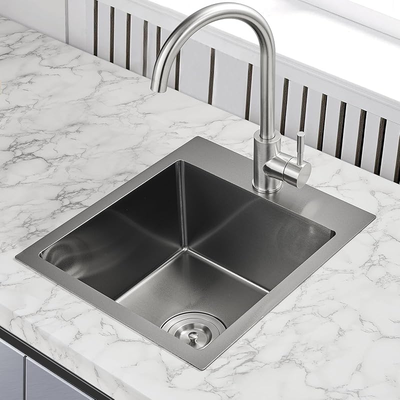 Fregadero cocina empotrable 15x17" acero inox calibre 18