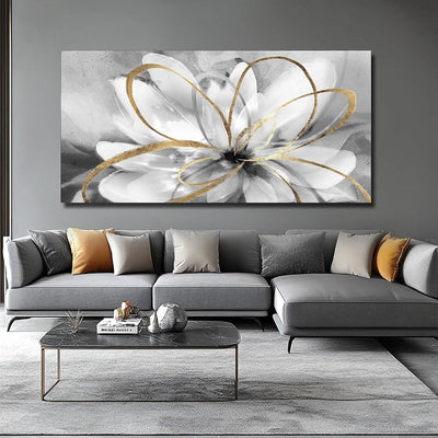 Lienzo 30x60pulg arte negro flores blancas sala dormitorio