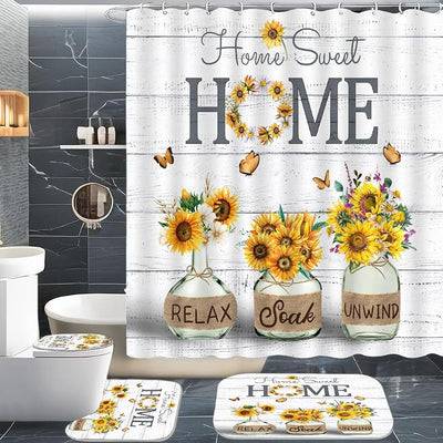 Set 4 cortinas ducha estilo granja con ganchos 72x72