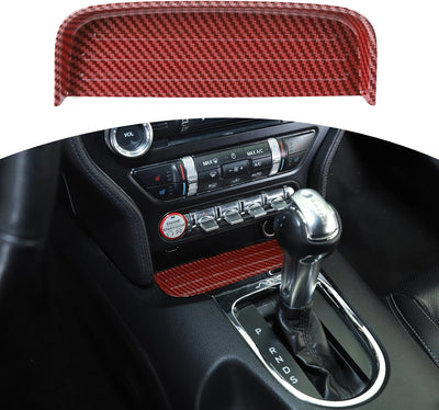 Cubierta consola Mustang Ford 15-23 fibra carbono roja