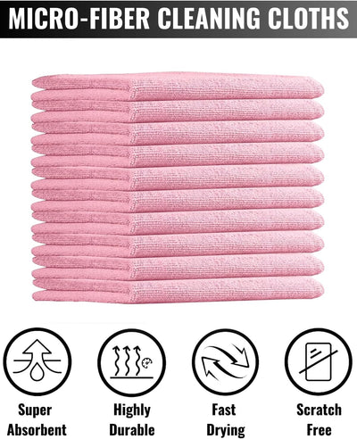 10 Pzas Paños Microfibra Multiusos 12x12pulg Rosa