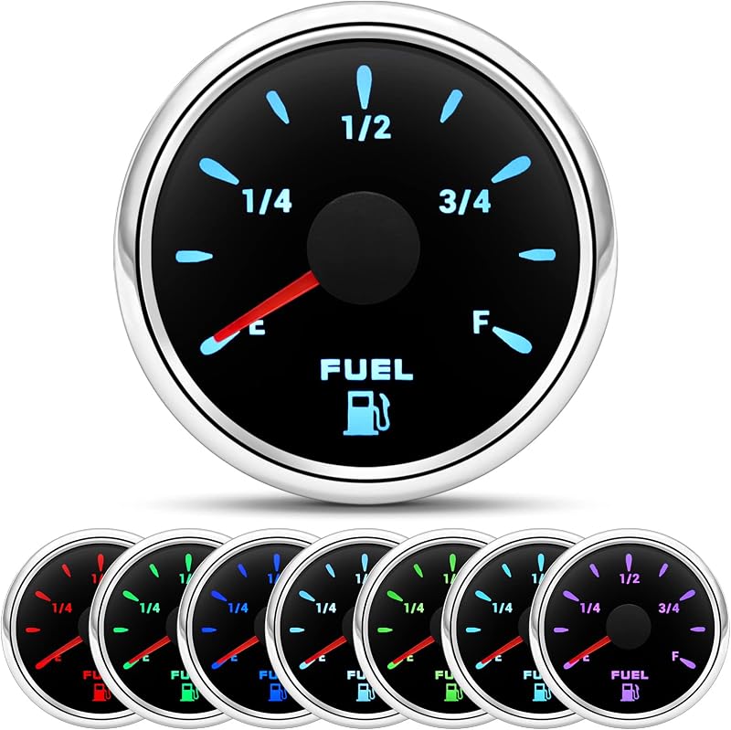 Medidor combustible 2-1/16 52mm 7 colores para auto coche barco