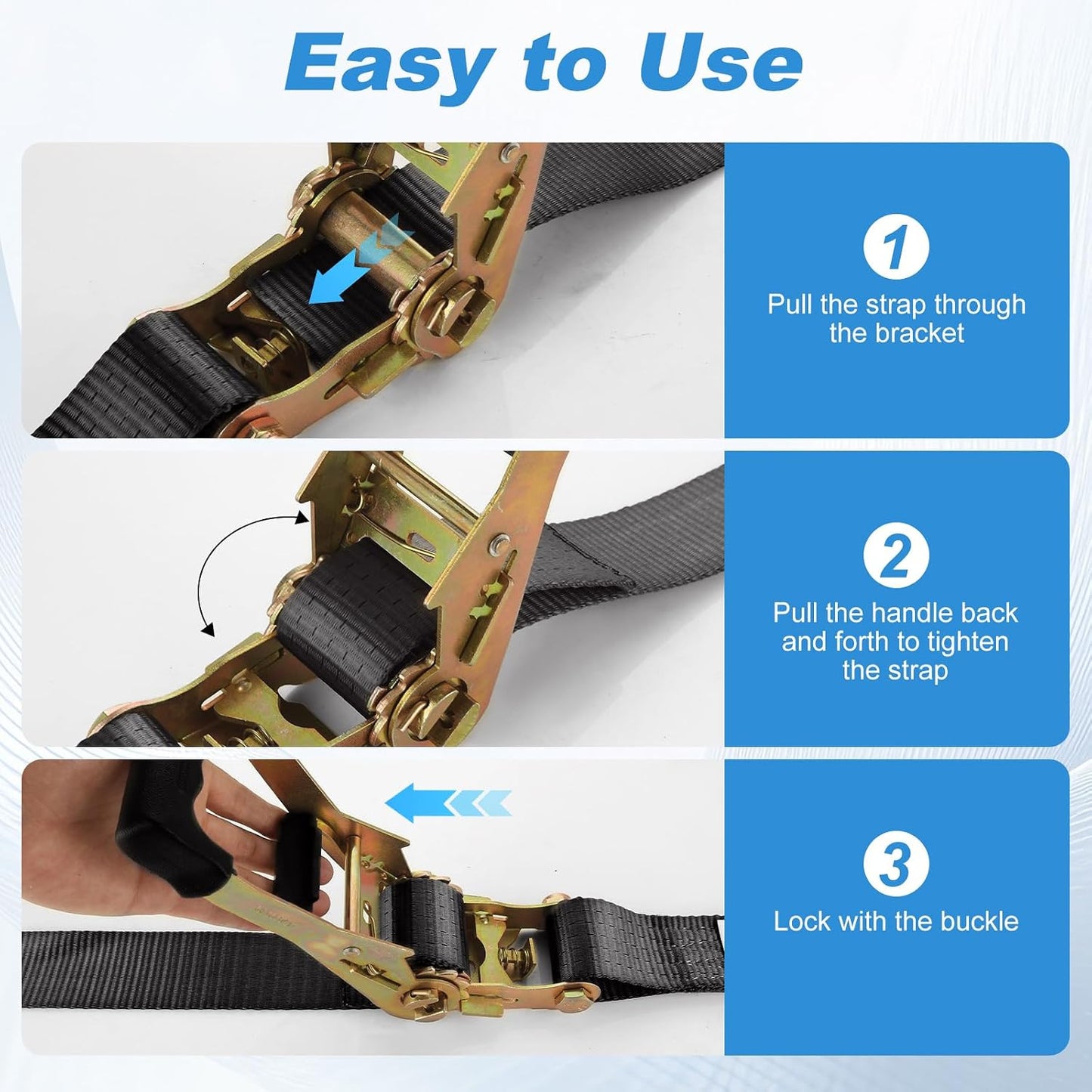 4 Correas amarre auto remolque 2x10pulg 2x36pulg con