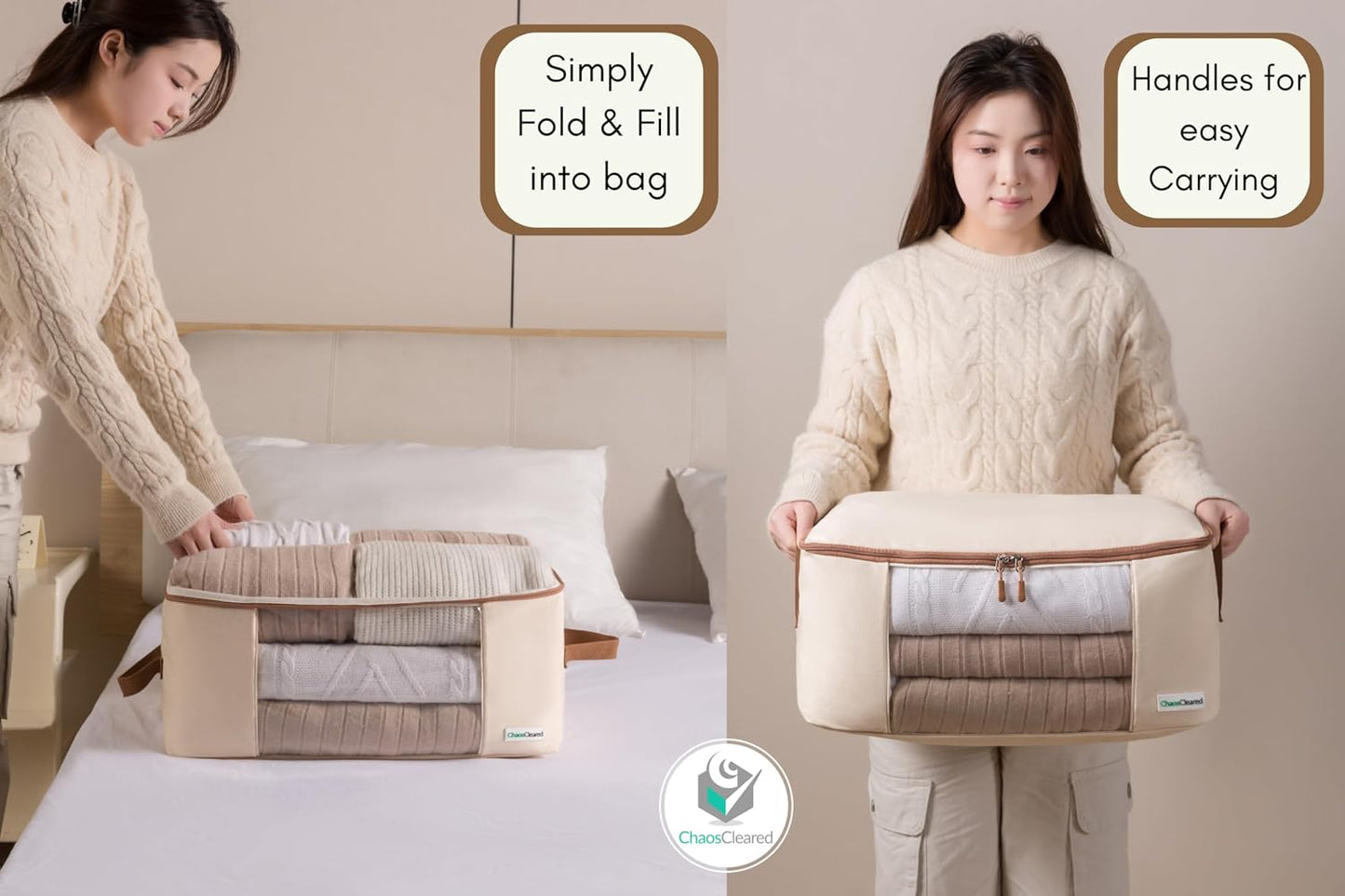 Bolsas lona organizadoras ropa suéteres y cama