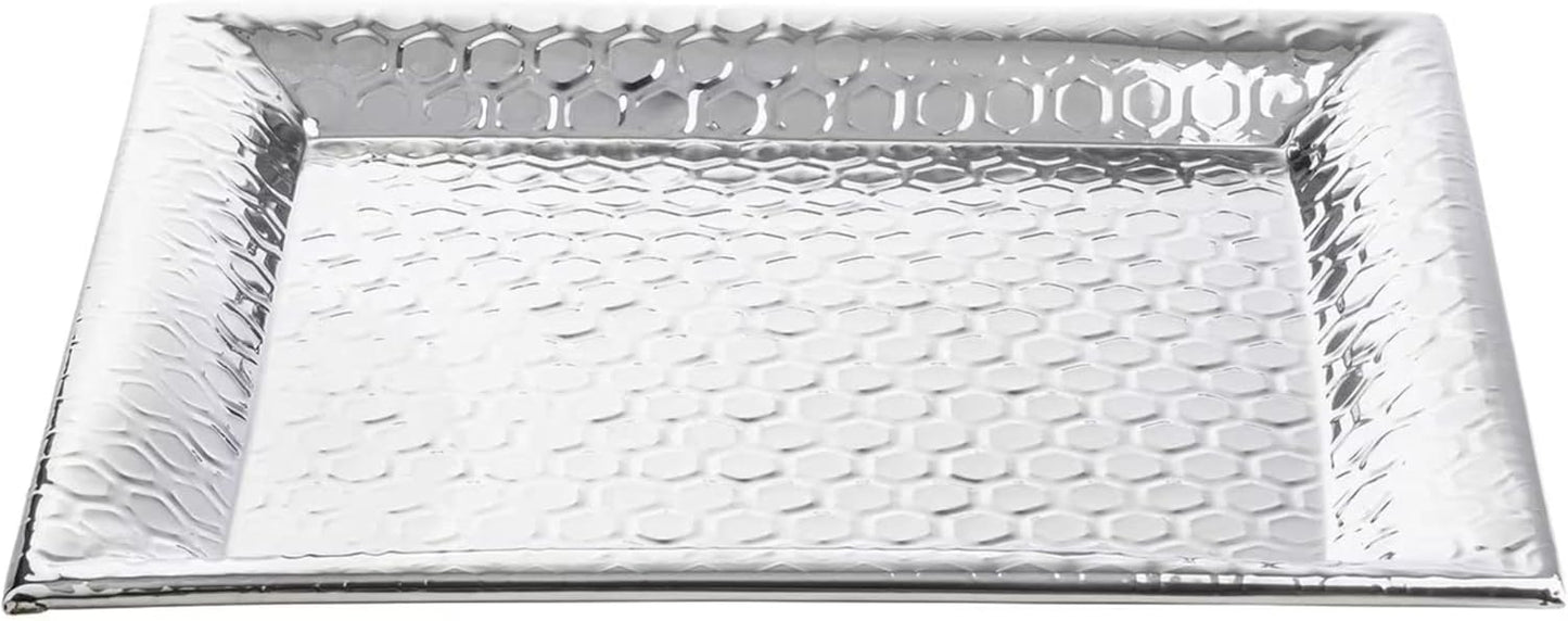 Bandeja cuadrada acero inox patrón panal 16x16pulg