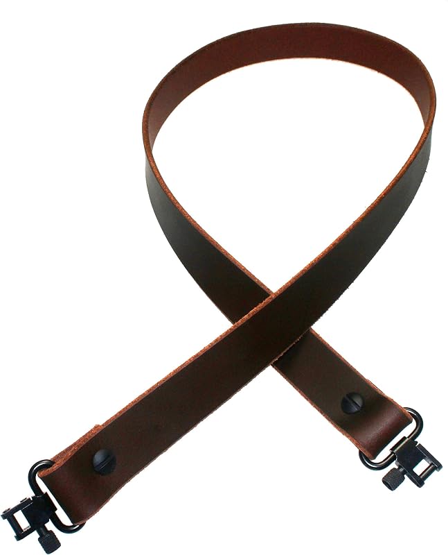 Eslinga cuero marrón/negro hecha a mano 1" ancho