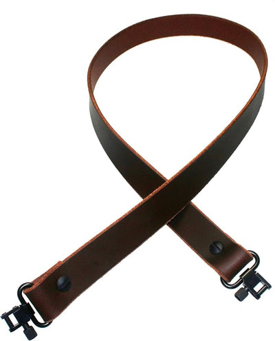 Eslinga cuero marrón/negro hecha a mano 1" ancho