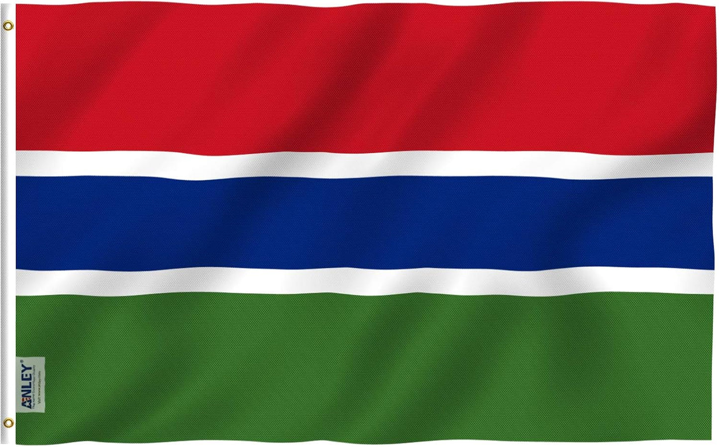 Bandera Gambia 3x5ft poliéster doble costura ojales latón