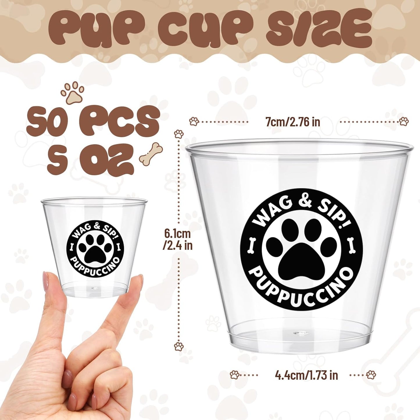 Tazas plástico transparente para perros 5oz