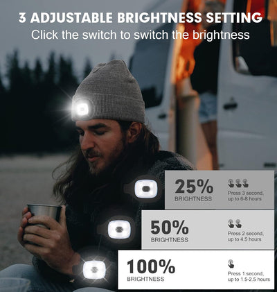 Gorro unisex con linterna USB recargable para hombres