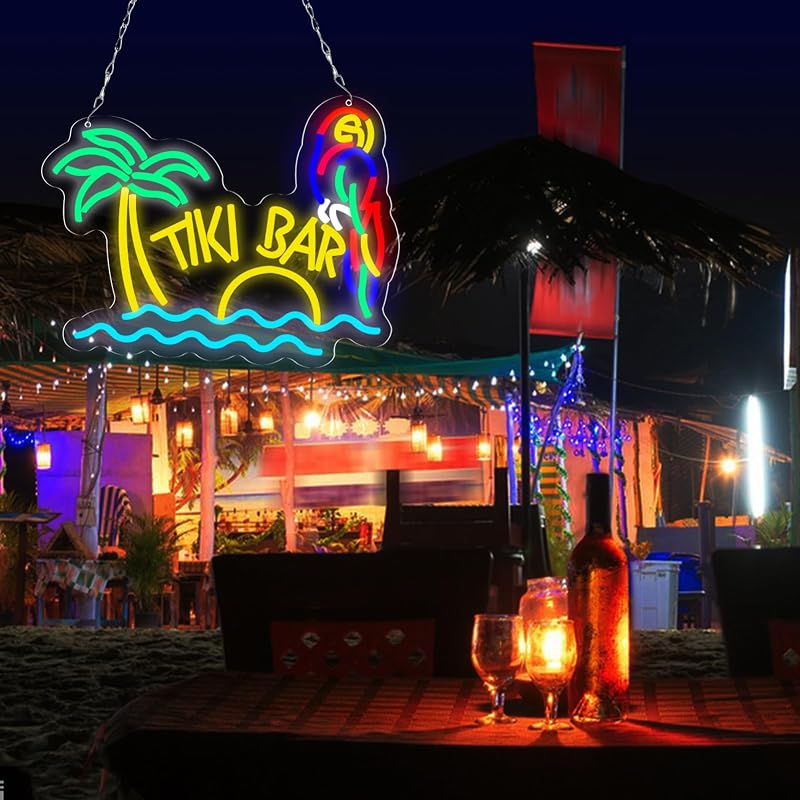 Letrero LED neon Tiki Bar 16x12.2" USB acrílico decoración