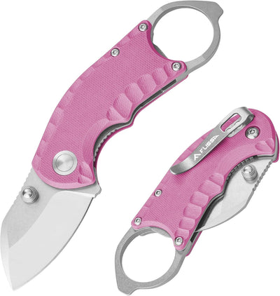 Cuchillo EDC plegable 4" acero 8Cr13MoV mango G10 rosa