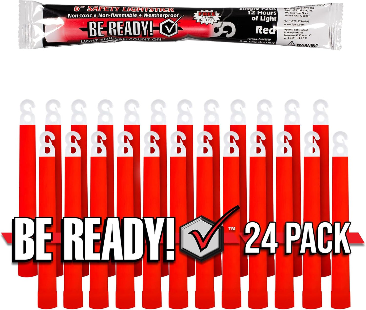 Palillos luminosos emergencia 12h pack 24 rojo