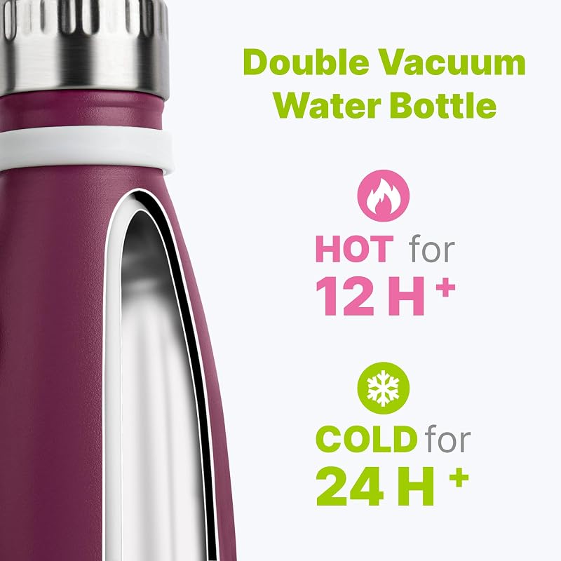 Botella agua niños escuela acero inox aislamiento vacío rojo
