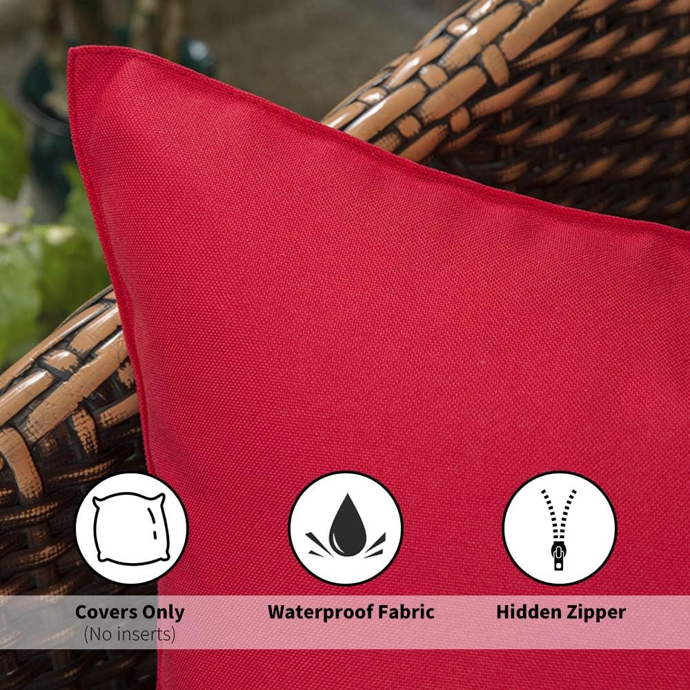 2 Fundas cojín decorativas impermeables 18x18" color rojo