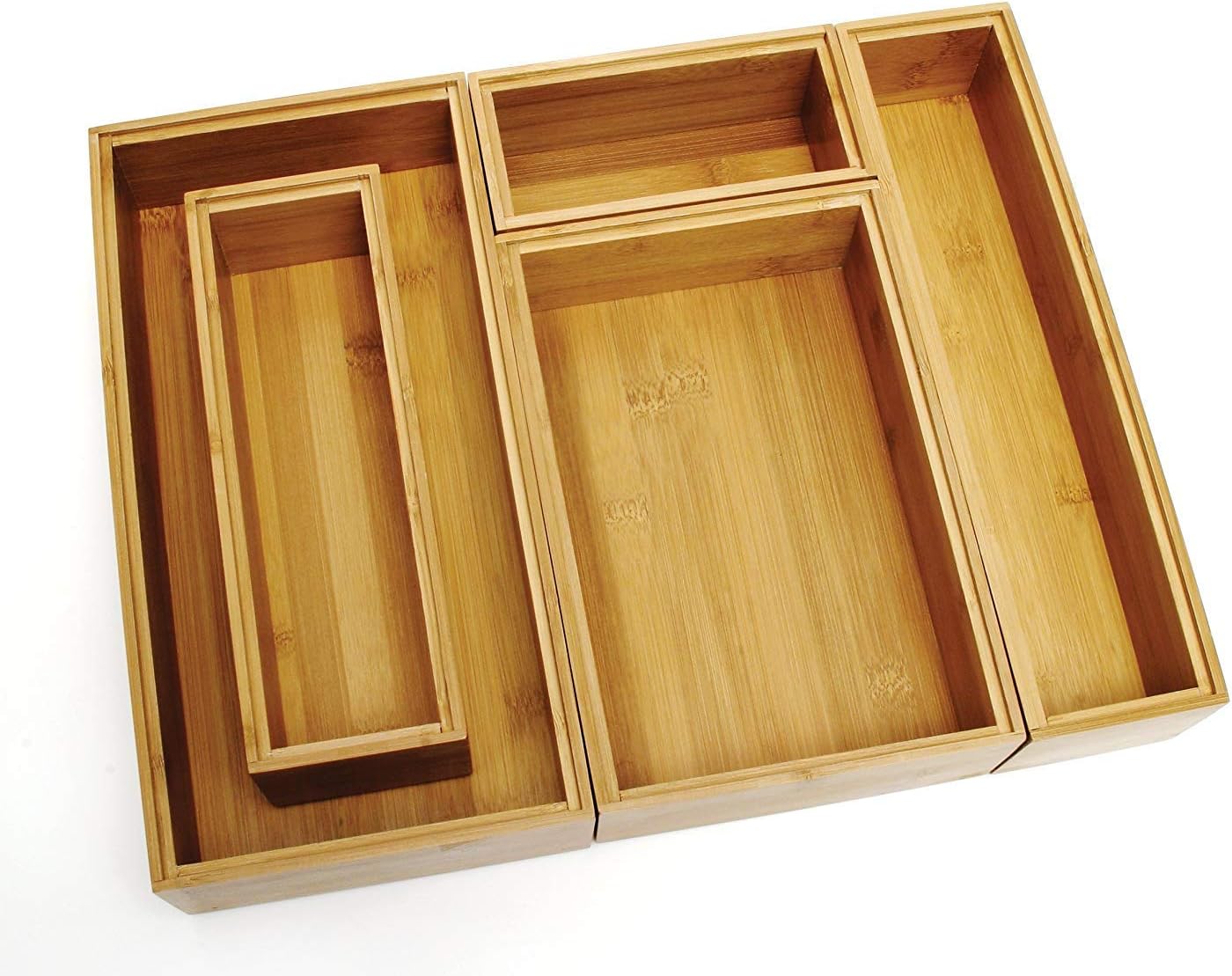 Set 5 cajas organizadoras bambú apilables