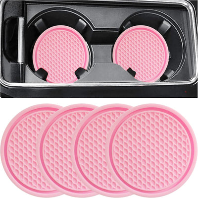 Portavasos auto 4 unidades antideslizantes silicona rosa