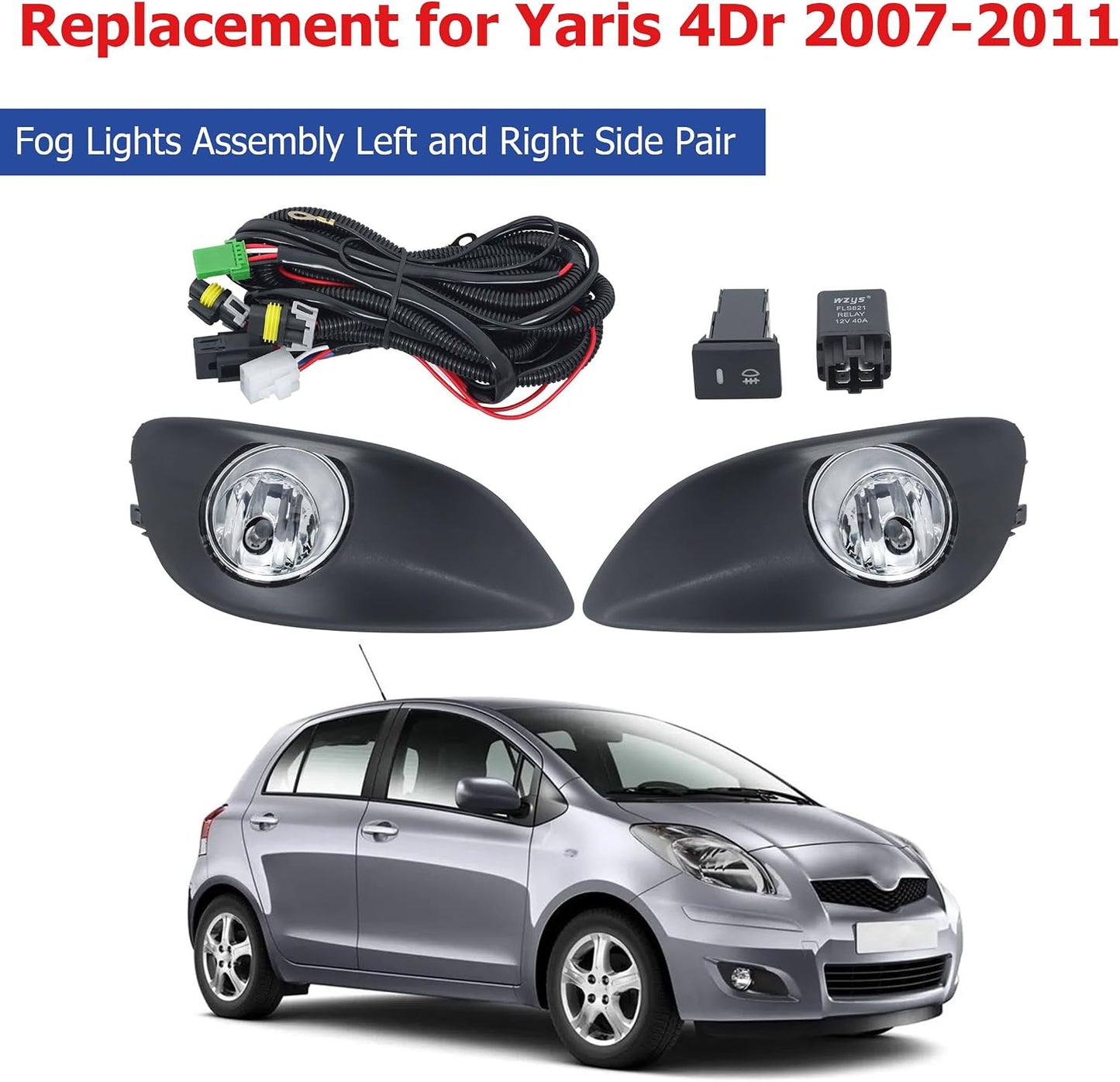 Luces antiniebla Yaris 4Dr con kit interruptor 8122-0D041