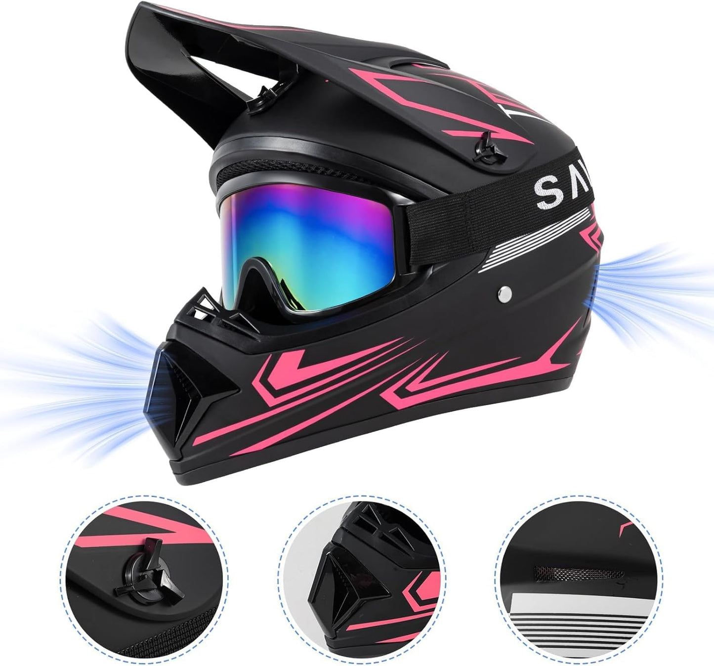 Casco motocross niños 4 pzas gafas guantes aprobado DOT