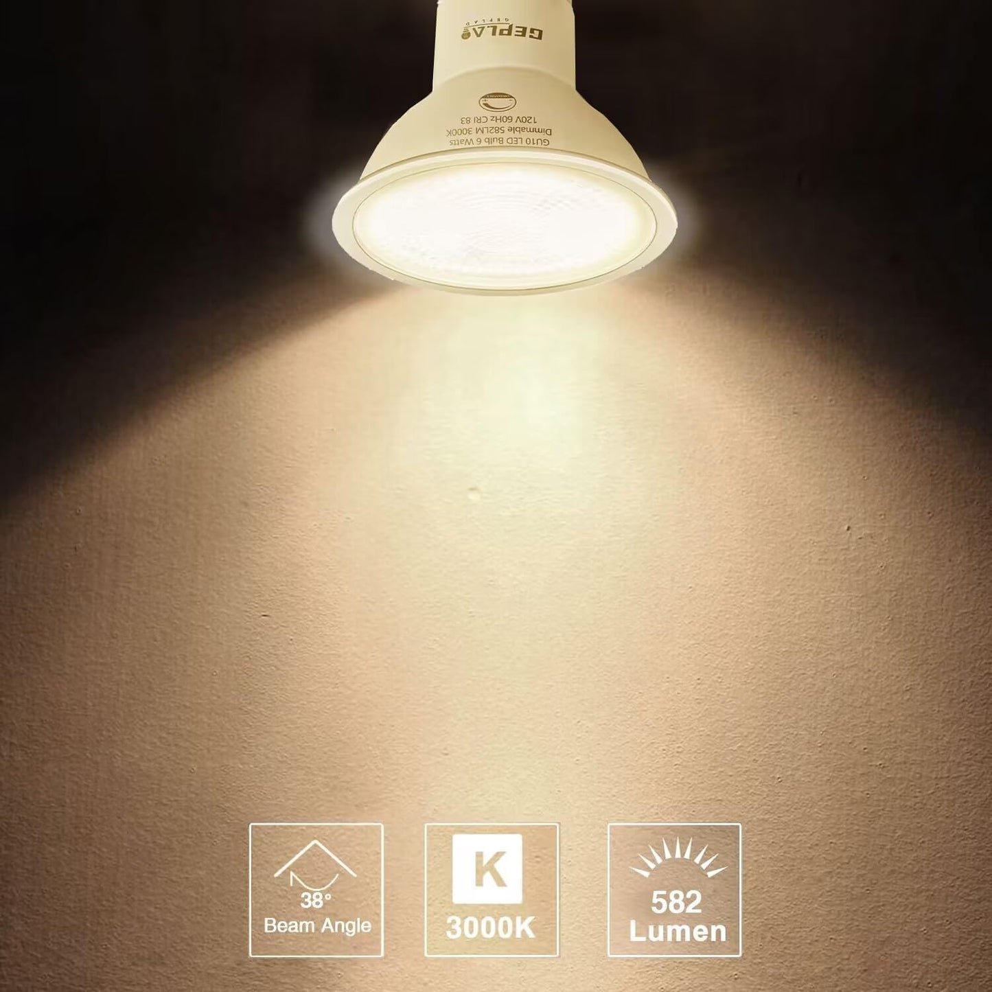 6 Pzas Bombilla LED GU10 3000K Blanco Suave 6W para Cocina Campana