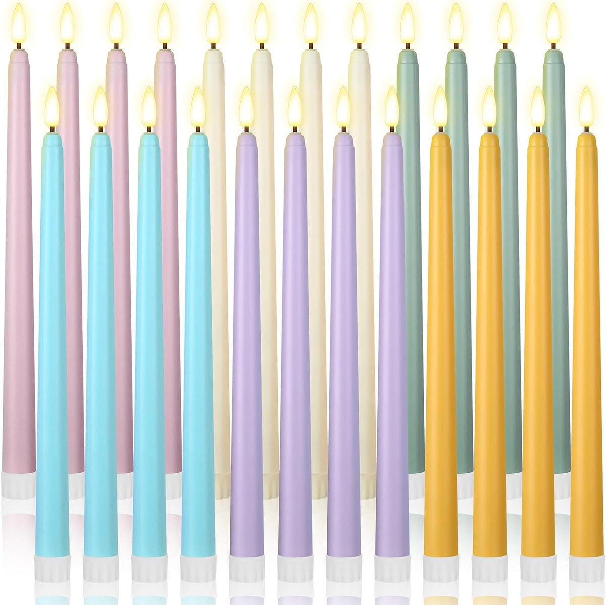 24 Velas Cónicas LED Parpadeantes 11pulg Sin Llama para Navidad