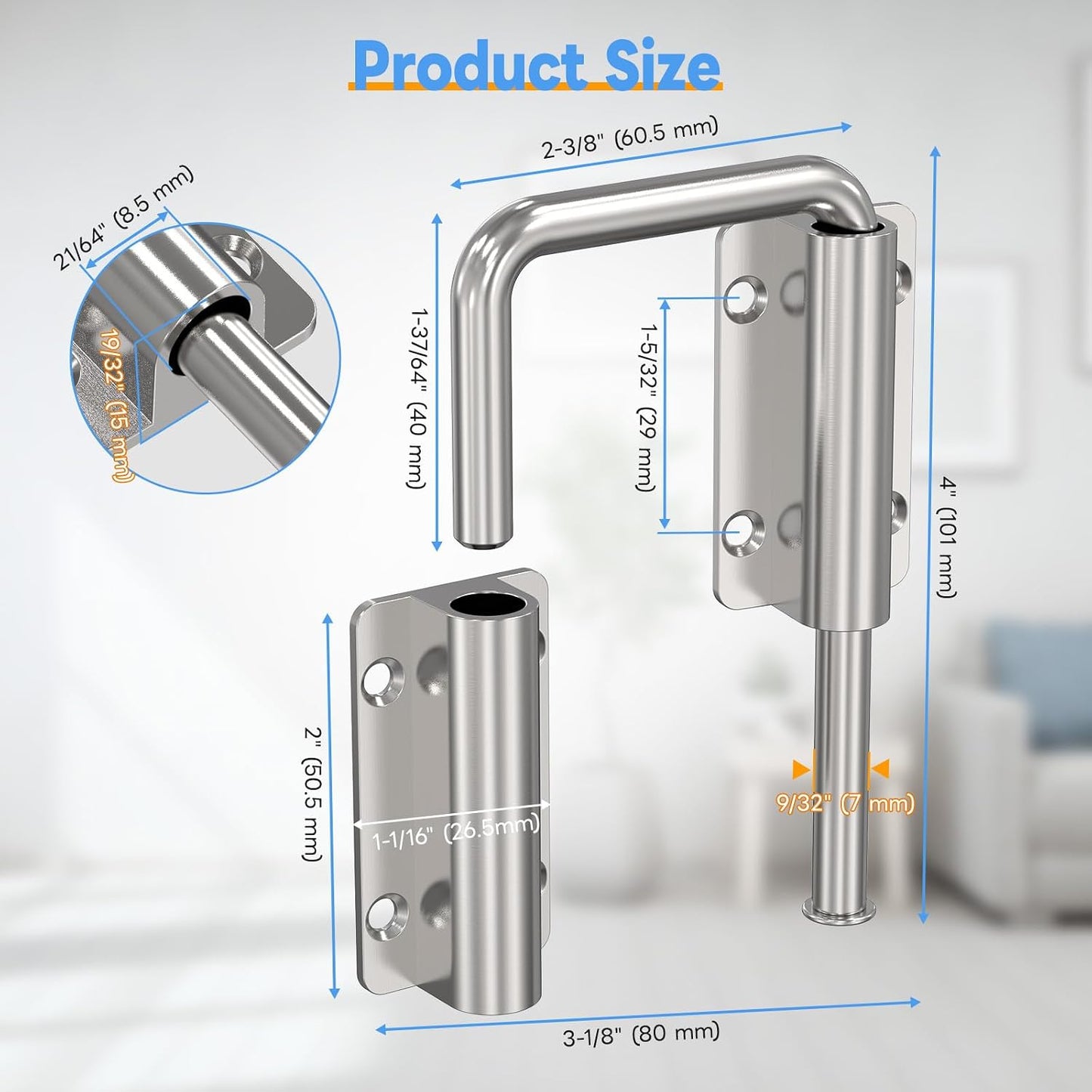 Candado puerta corrediza patio 2-3/8pulg seguridad