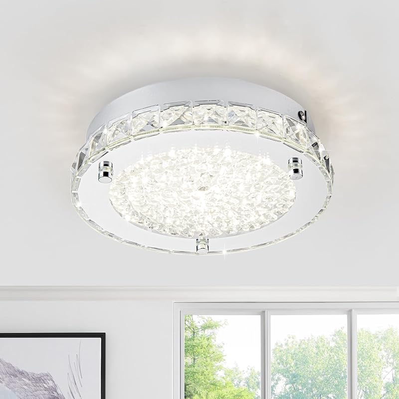 Lámpara techo empotrado LED cristal cromado 8.3"