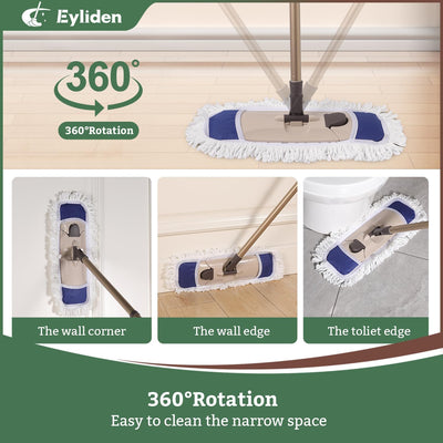 Trapeador polvo con paños lavables ajustable 2 pzas