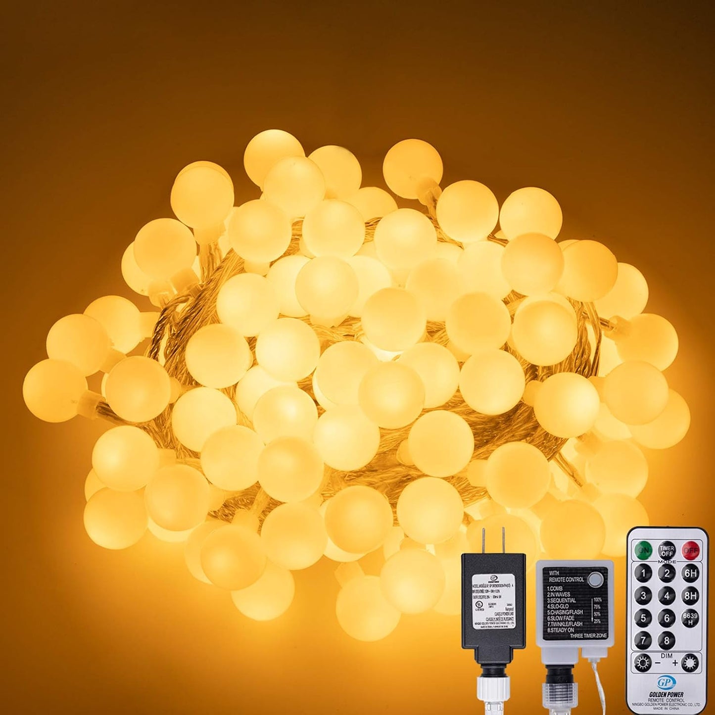 Guirnalda LED 100 luces 49ft control remoto interiores
