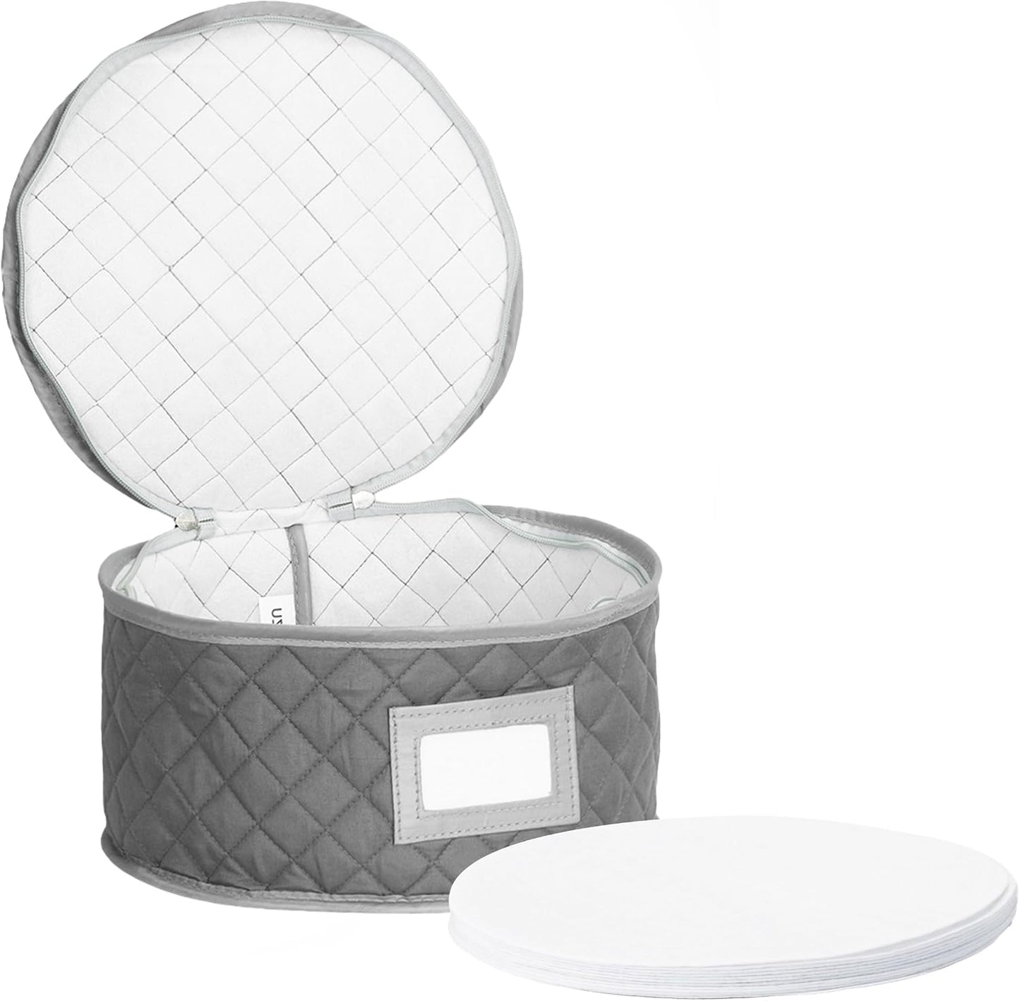 Estuche acolchado para platos 12x7" gris con 12 separadores