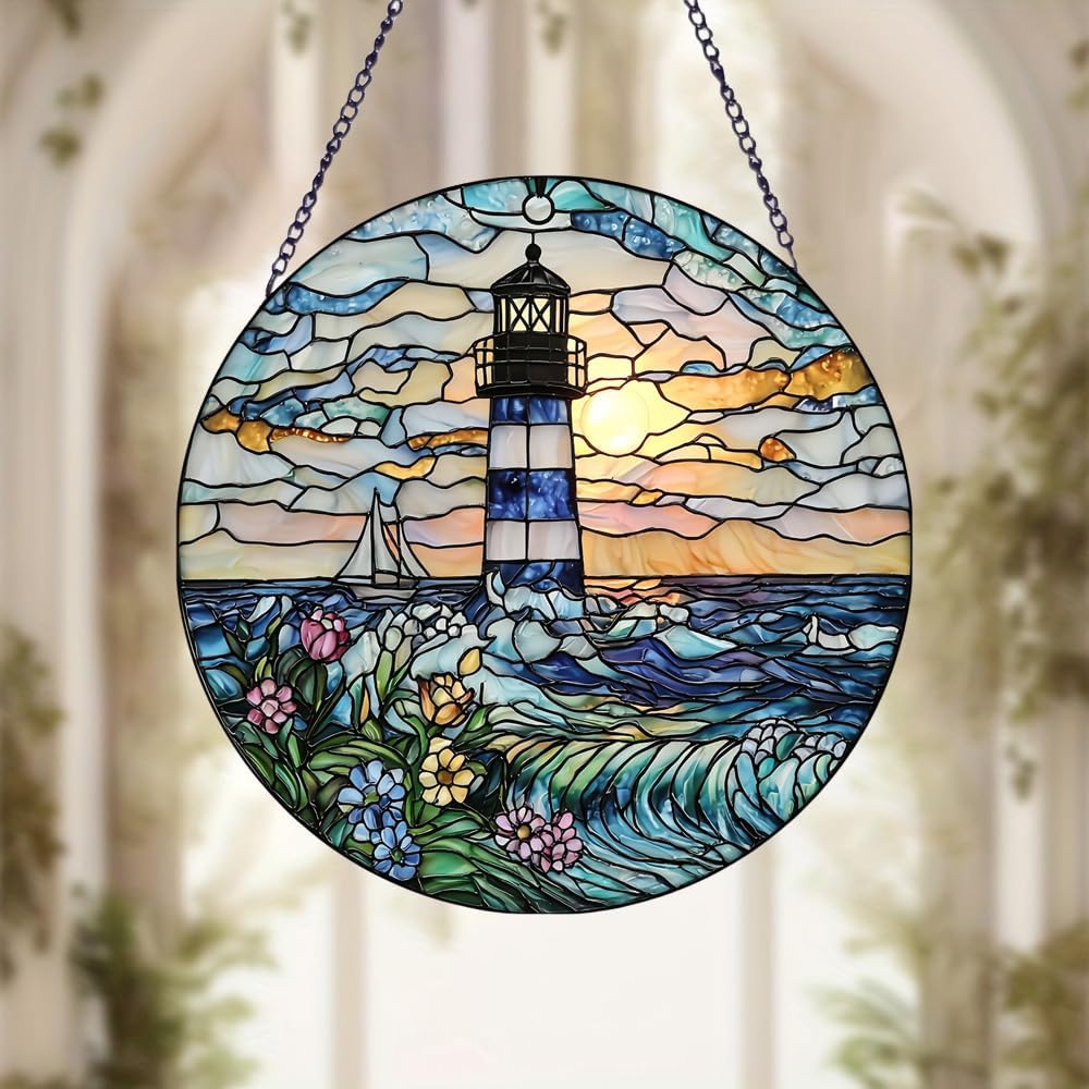Decoración vitral redonda para ventana y pared regalo mujer
