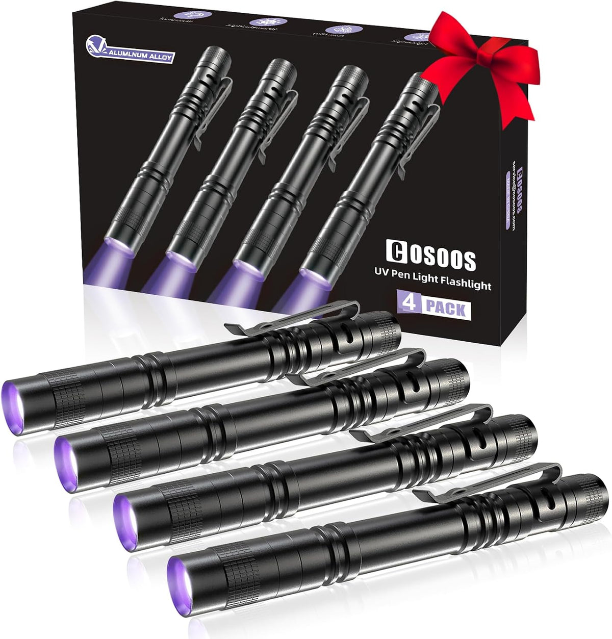 Linterna UV 395 nm impermeable set 4 con clip