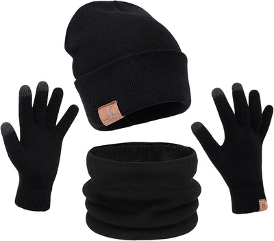 Set 3 Pzas Gorro Bufanda Guante Invierno Calentador Cuello