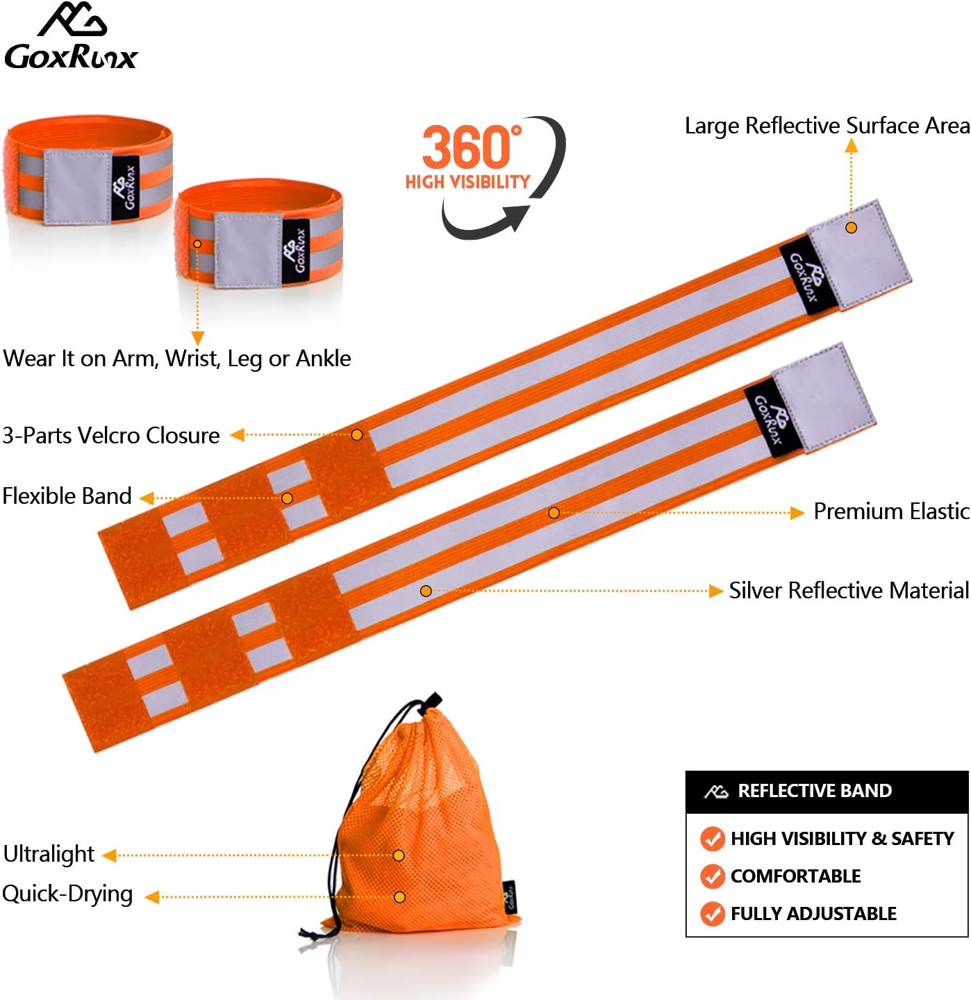 6 Bandas Reflectantes para Brazo Pierna Correr Ciclismo