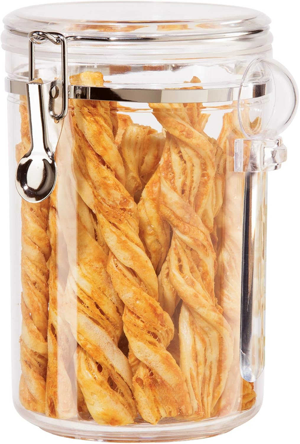 Recipiente hermético transparente 61oz con tapa y cuchara