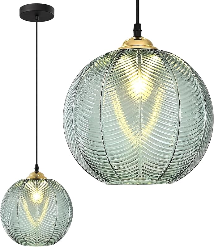 Lámpara colgante cristal verde nórdico cocina granja techo