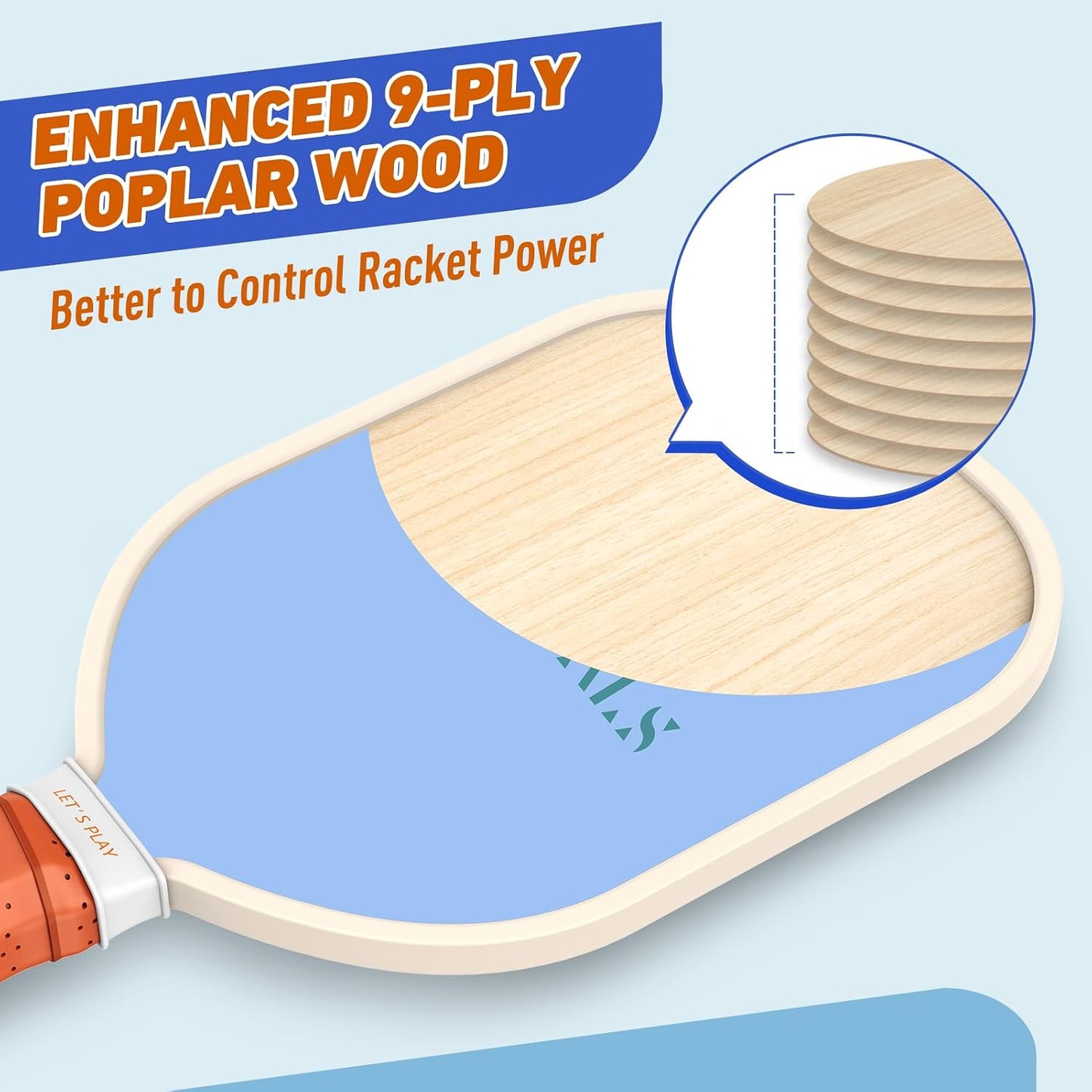 Set 4 palas pickleball madera con bolsa y bolas