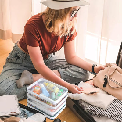 3 Fundas Rígidas Transparentes con Cremallera Blanco