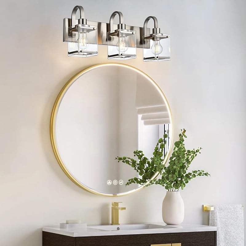 Lámpara de tocador 3 luces níquel cepillado sala dormitorio