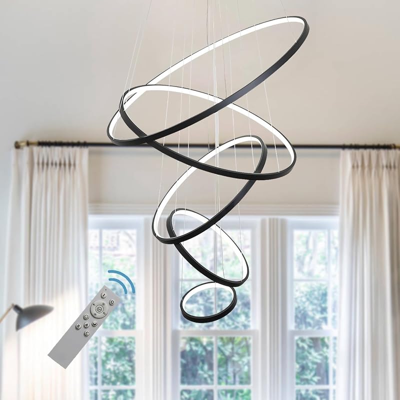 Candelabro LED moderno regulable para techo negro