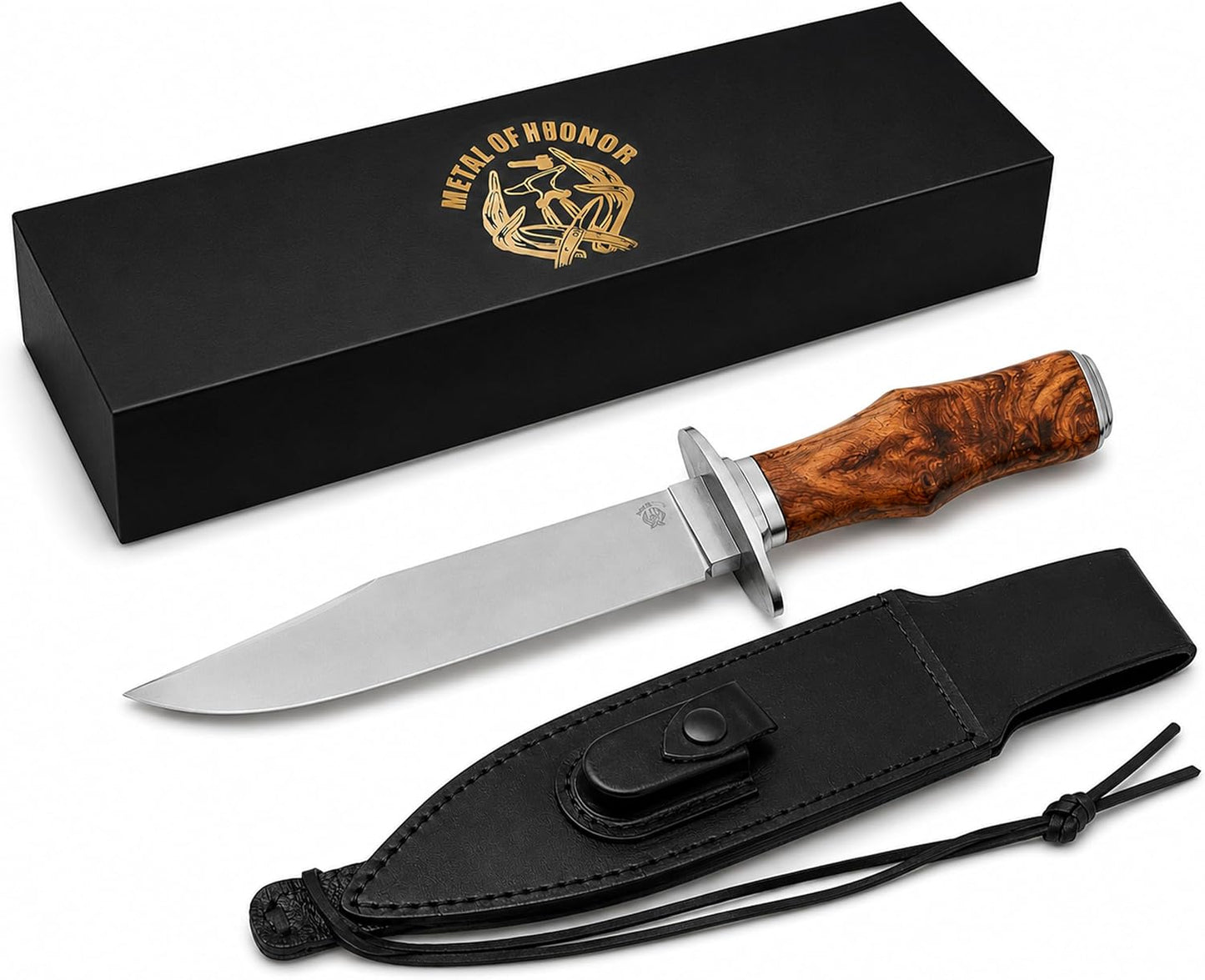 Cuchillo Bowie D2 hoja fija 15pulg madera camping