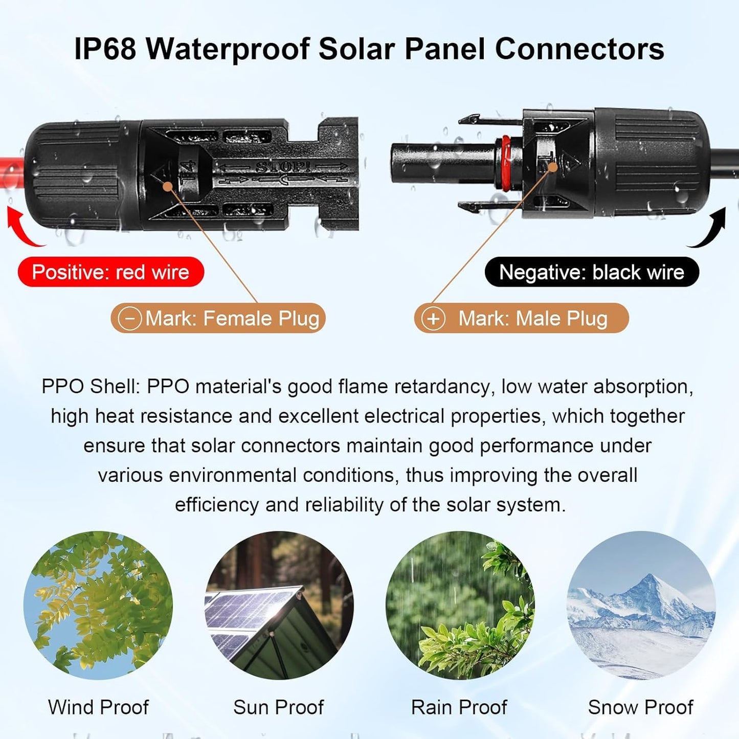 Cable solar 10 AWG 20pies con conectores RV y hogar