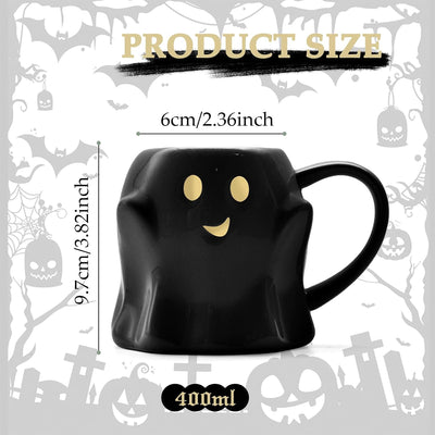 Taza café fantasma Halloween 14oz cerámica negro