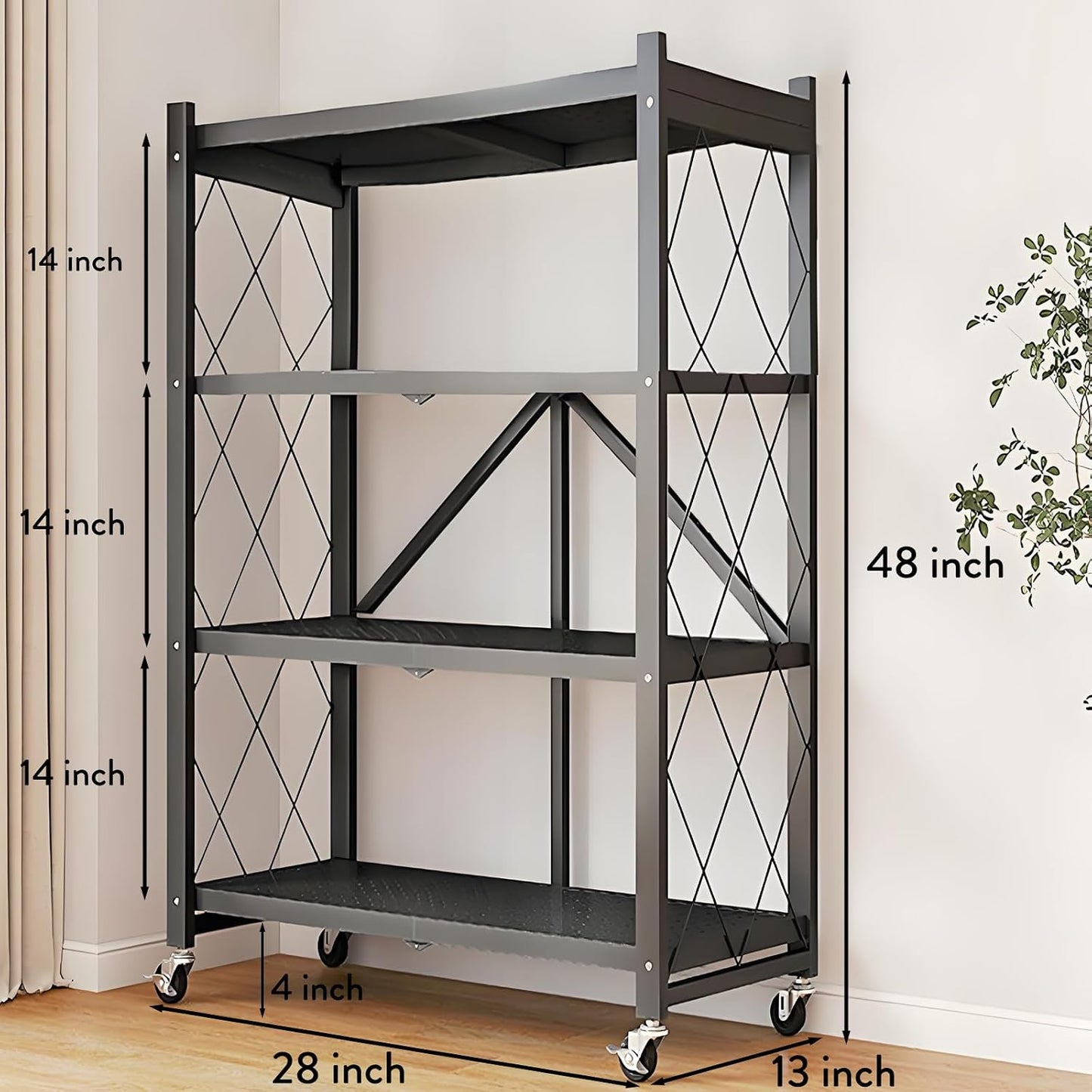 Estante metal plegable cocina garaje 28x14x50"