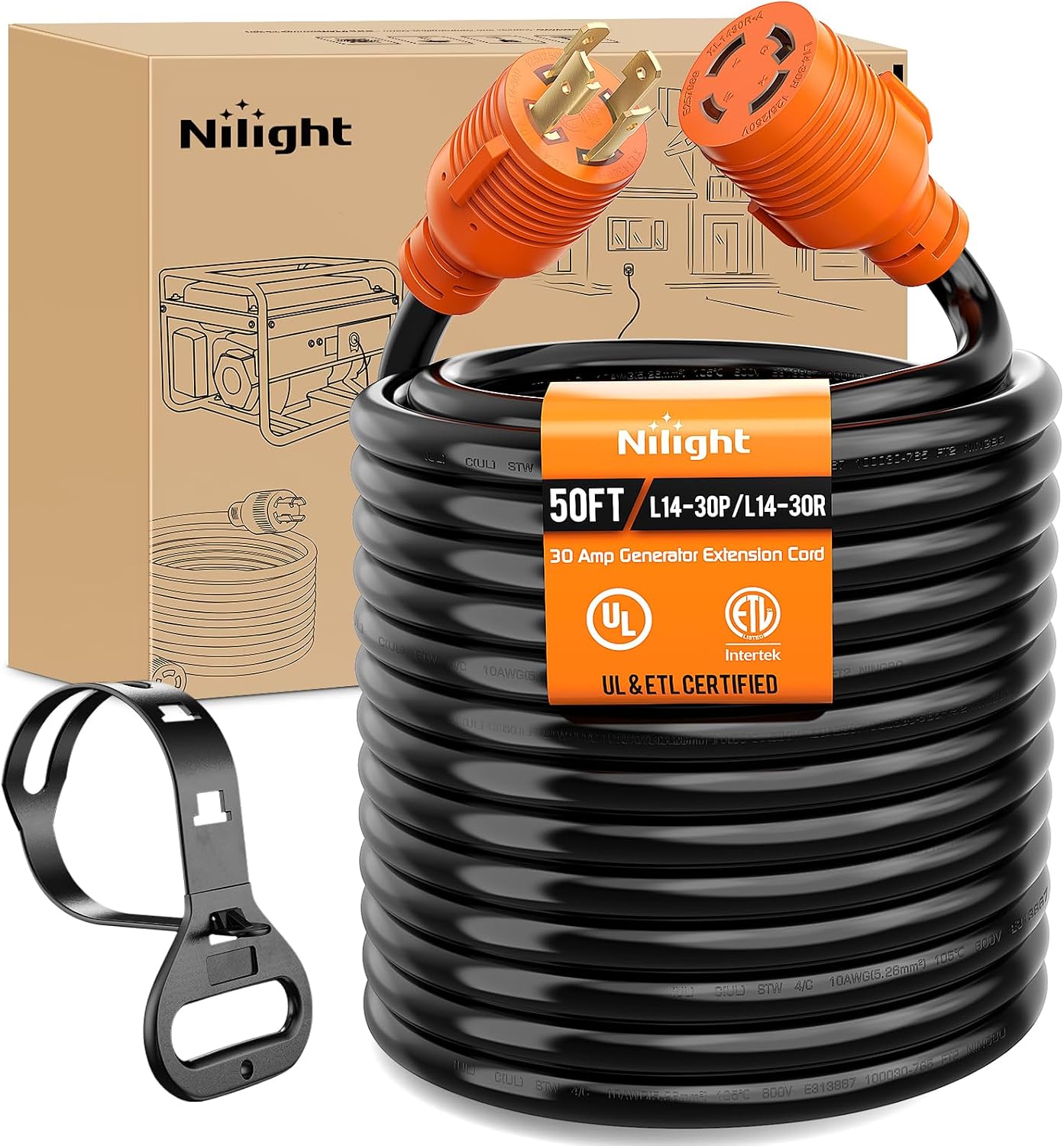 Cable extensión generador 30A 50pies 125/250V cobre puro