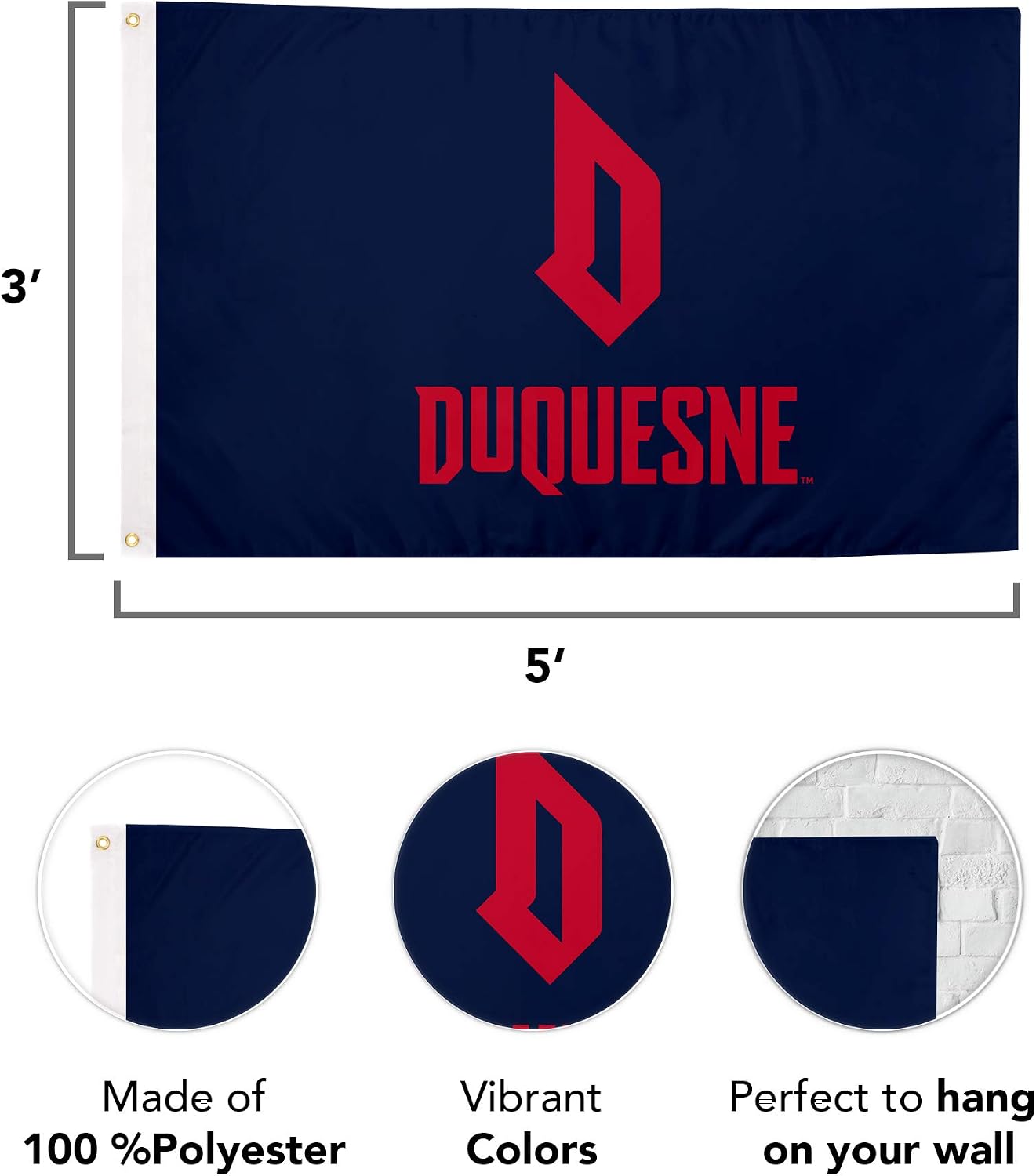 Bandera Duquesne 3x5ft tela poliéster duradera