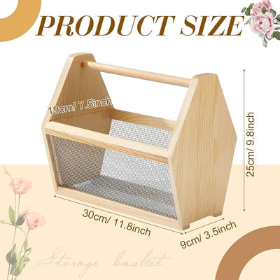 Cesta cosecha jardín malla madera 12x10pulg