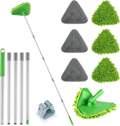 Limpiador pared triangular 82pulg 4 almohadillas microfibra verde