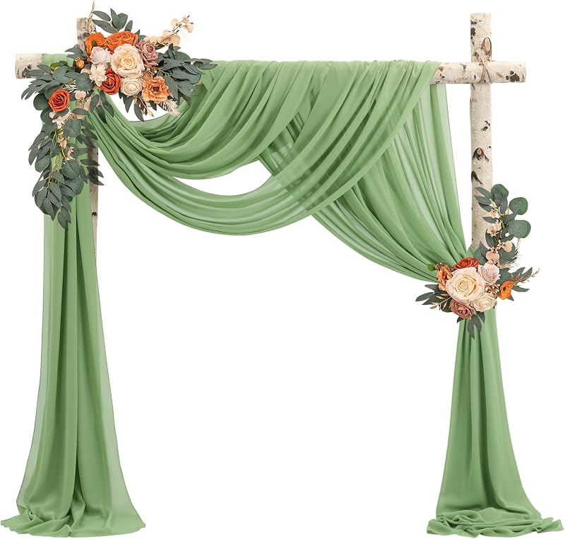 1 Panel Cortinas Arco Boda Verde Salvia 28x20pies
